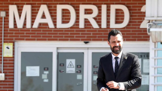 El presidente del Parlament, Roger Torrent, en la cárcel de Alcalá Meco.