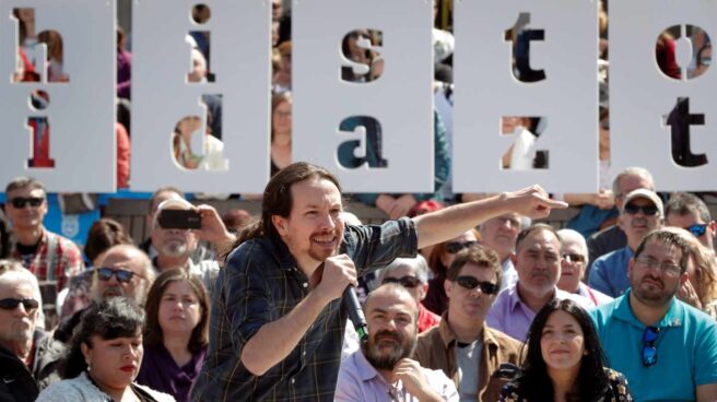 Pablo Iglesias, líder de Podemos, en Pamplona.