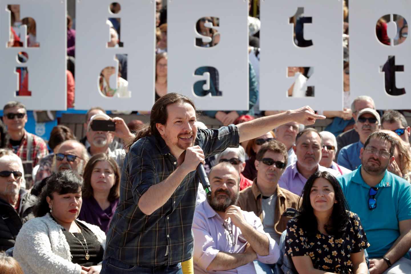 Pablo Iglesias, líder de Podemos, en Pamplona.