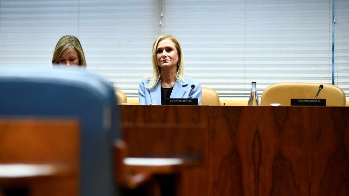 Cristina Cifuentes, durante su comparecencia en la comisión de investigación constituida en la Asamblea de Madrid.