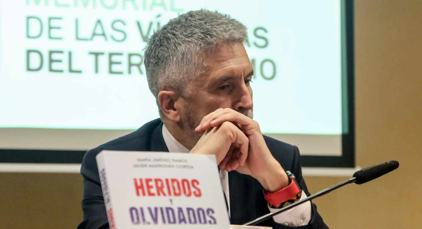 El ministro del Interior, Fernando Grande-Marlaska, en la reciente presentación del libro 'Heridos y olvidados'.