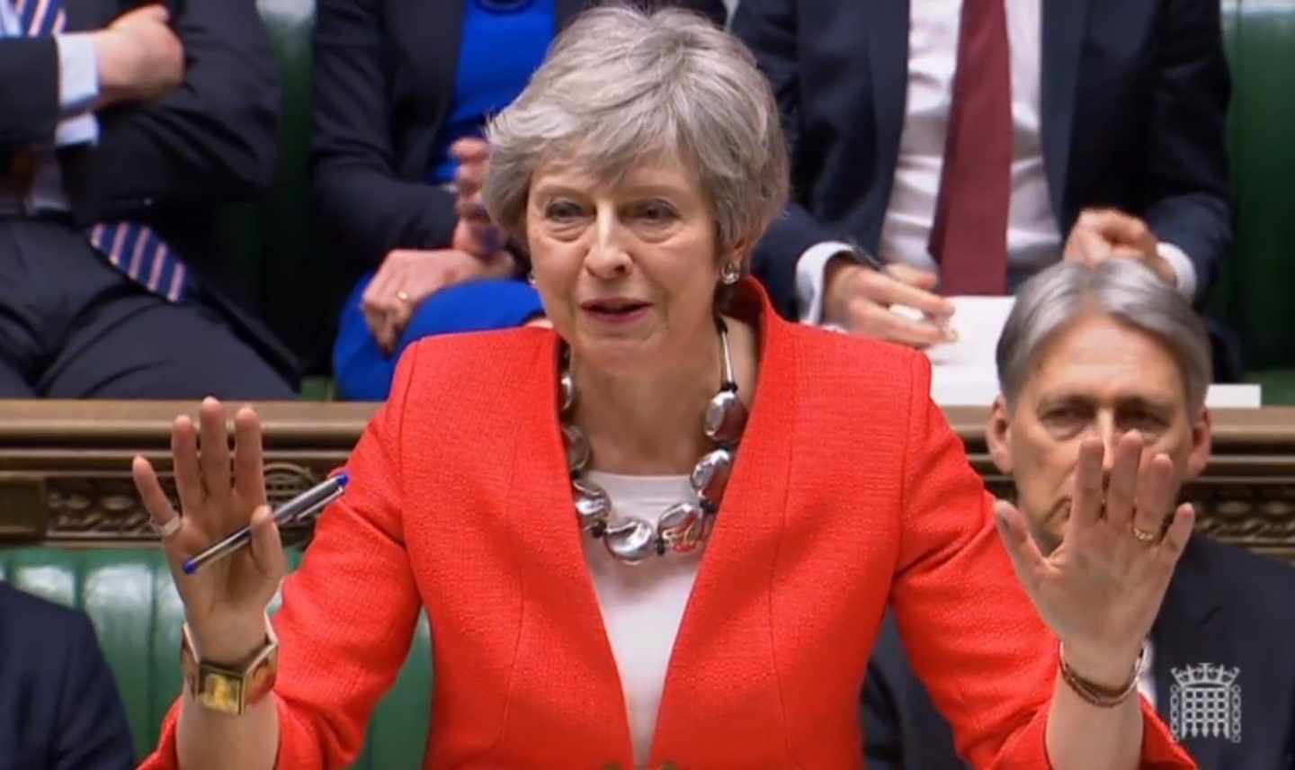 La primera ministra británica, Theresa May, comparece en el Parlamento.