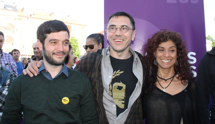 Pablo Bustinduy, Juan Carlos Monedero y Rosana Alonso en junio de 2016.