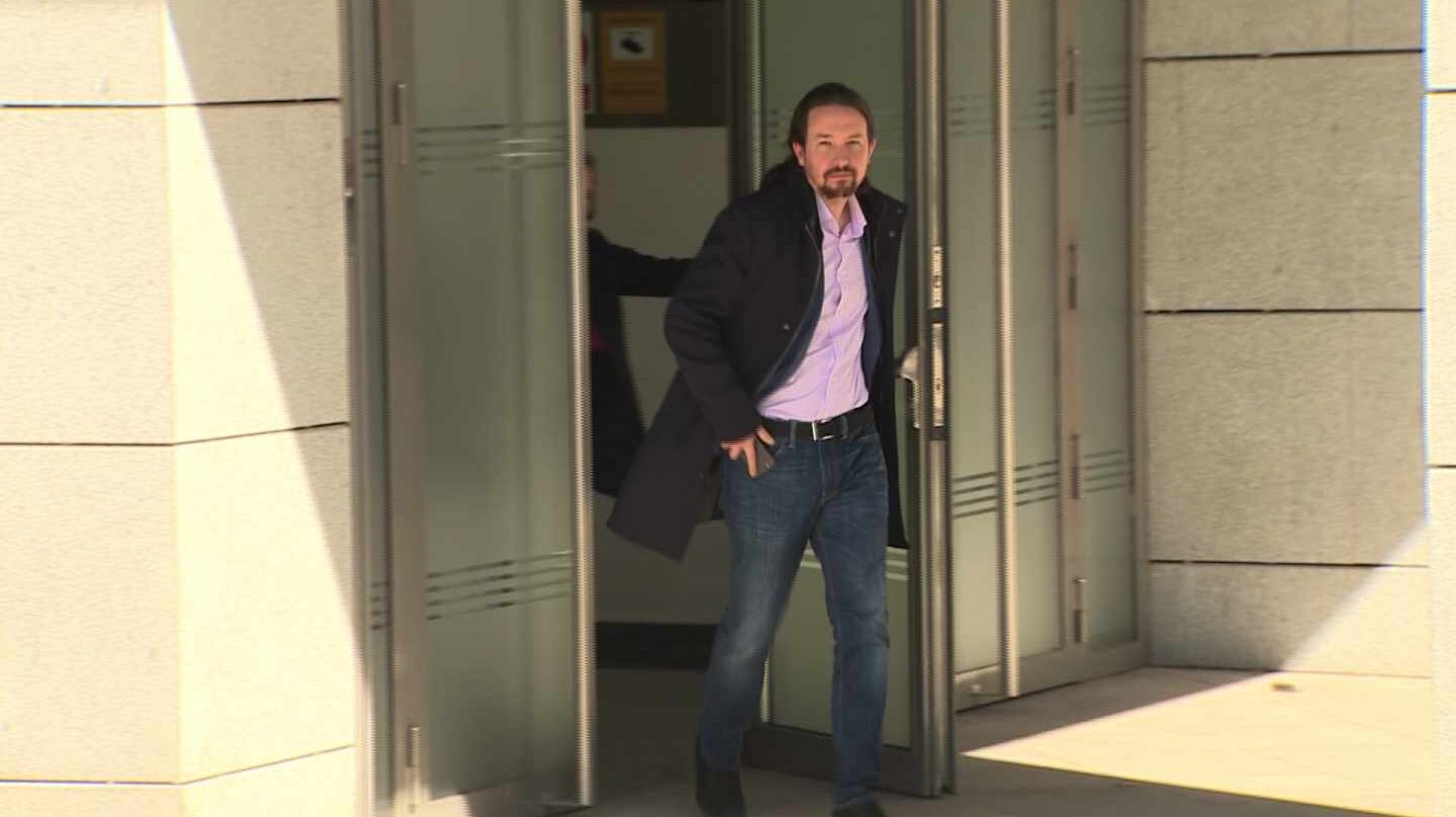 PPablo Iglesias, saliendo de la Audiencia Nacional tras declarar ante el juez del 'caso Villarejo'.