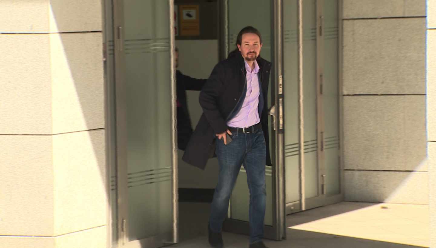 PPablo Iglesias, saliendo de la Audiencia Nacional tras declarar ante el juez del 'caso Villarejo'.