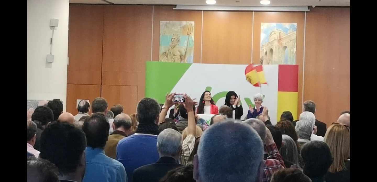 Rocío Monasterio, en el acto de Vox en Móstoles.