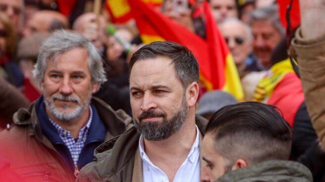 abascal_vox Santiago Abascal, líder de Vox, durante la manifestación de la plaza de Colón.