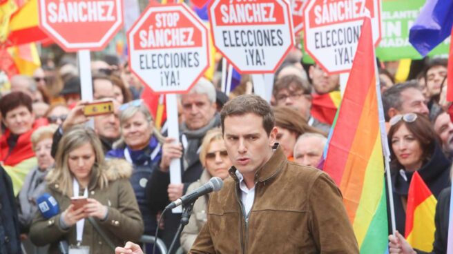 Albert Rivera, en la manifestación de Colón el pasado 10 de febrero.