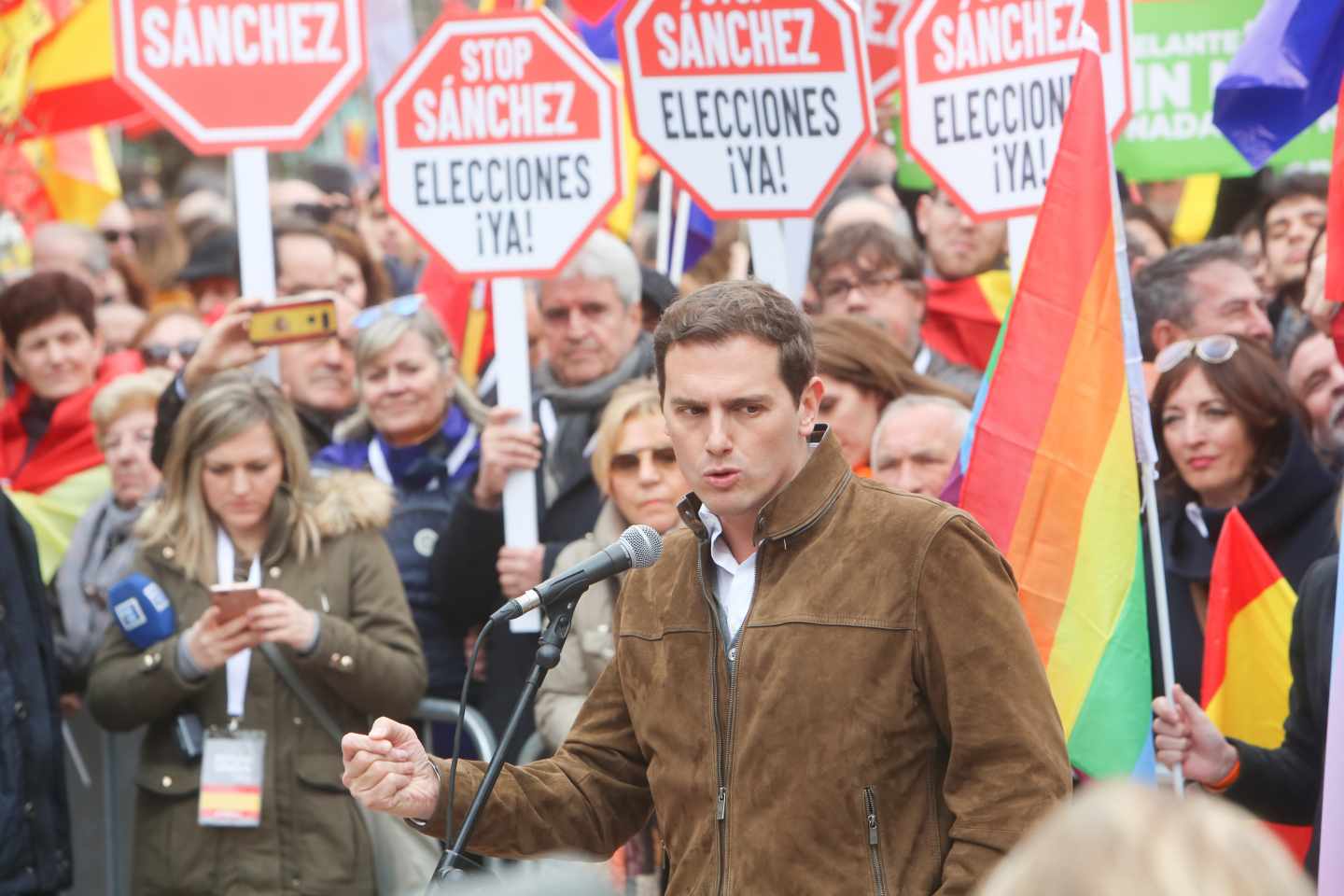 Albert Rivera, en la manifestación de Colón el pasado 10 de febrero.