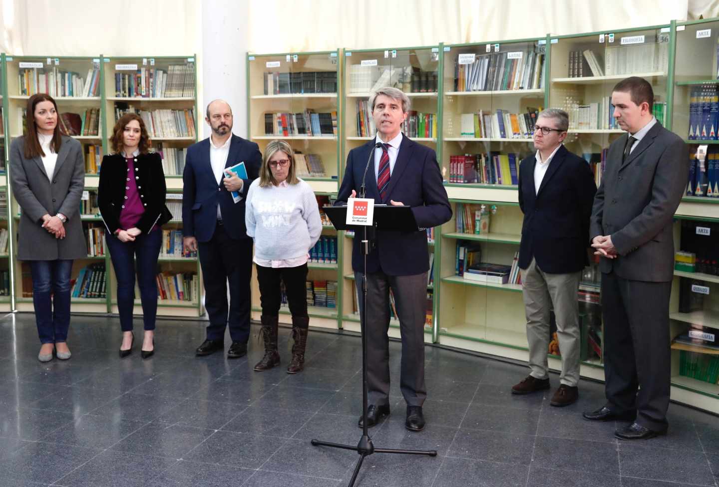 Acto del presidente de la Comunidad de Madrid, Ángel Garrido, con la presencia de la candidata regional del PP, Isabel Díaz Ayuso.