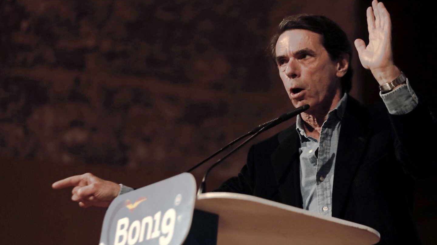 El expresidente del Gobierno, José María Aznar, durante su discurso en Valencia.
