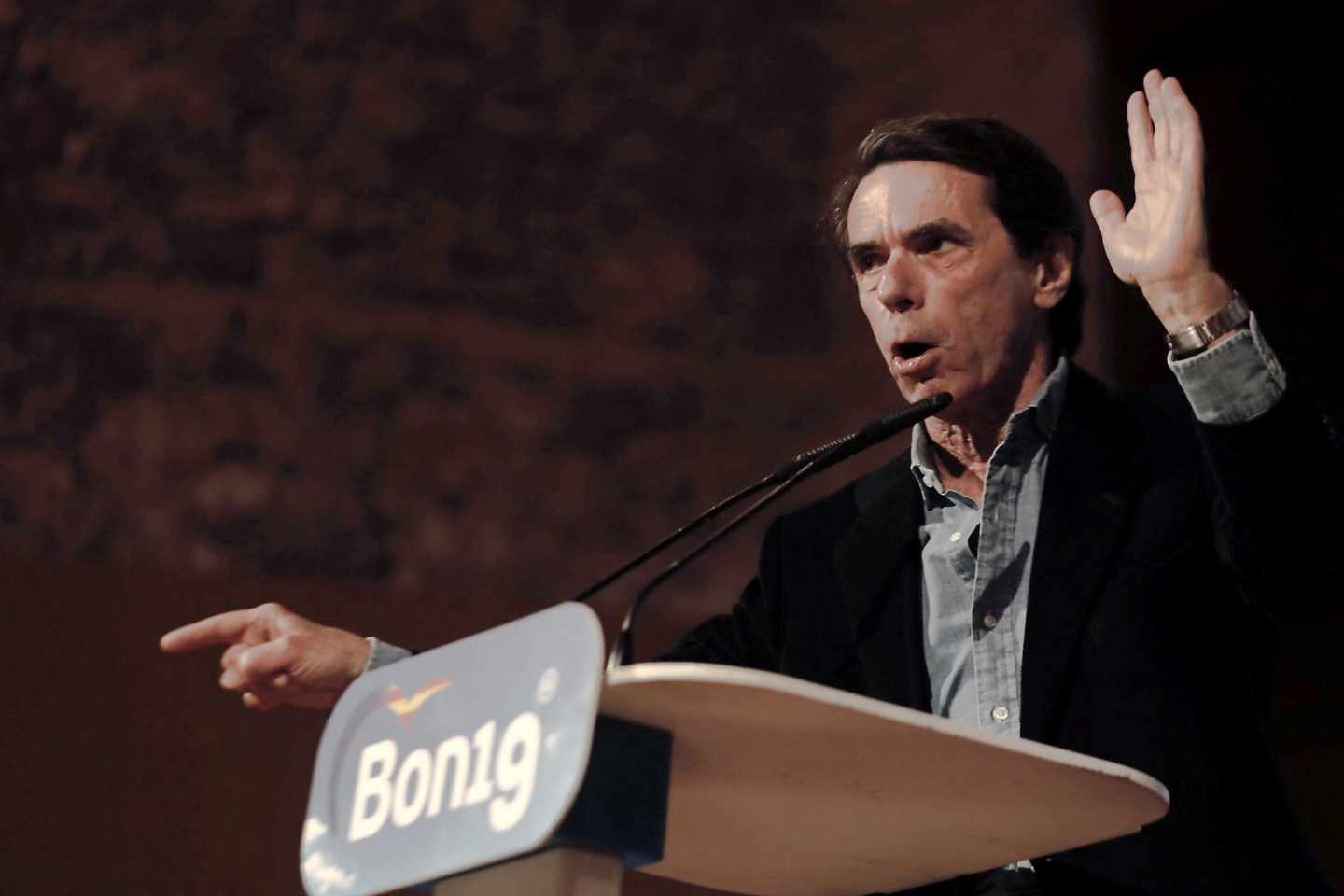 El expresidente del Gobierno, José María Aznar, durante su discurso en Valencia.