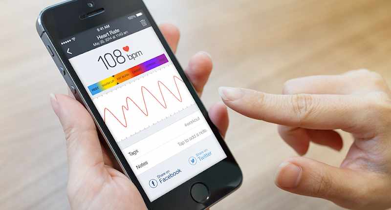 Aplicación Azumio en iOS para medir la frecuencia cardiaca
