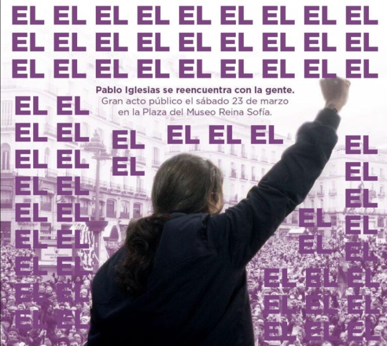 8M: Las redes se mofan de Pablo Iglesias por 'EL' polémico cartel de su vuelta
