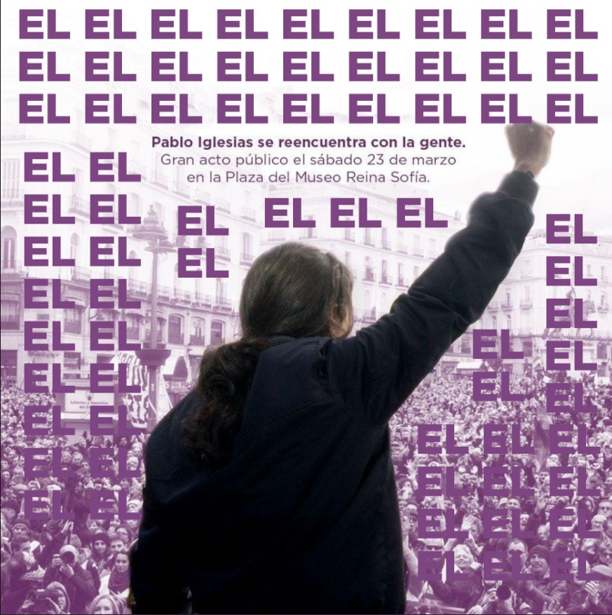 8M: Las redes se mofan de Pablo Iglesias por 'EL' polémico cartel de su vuelta
