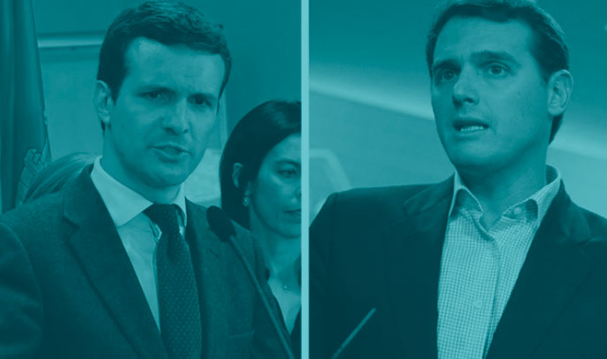 Pablo Casado y Albert Rivera.