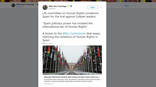 El independentismo hace pasar por la posición de la ONU la carta de una ONG de Sri Lanka