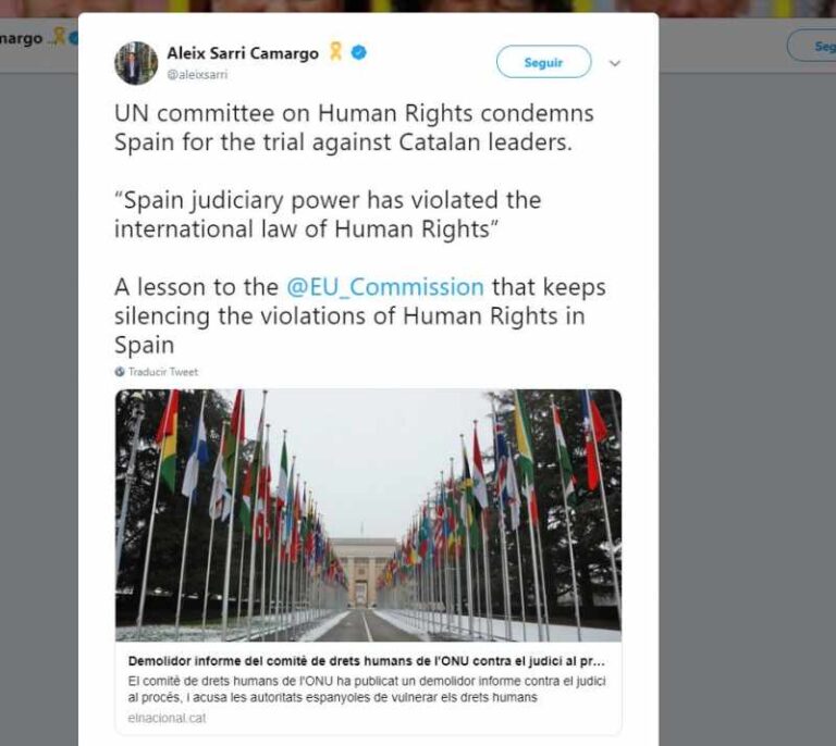 El independentismo hace pasar por la posición de la ONU la carta de una ONG de Sri Lanka