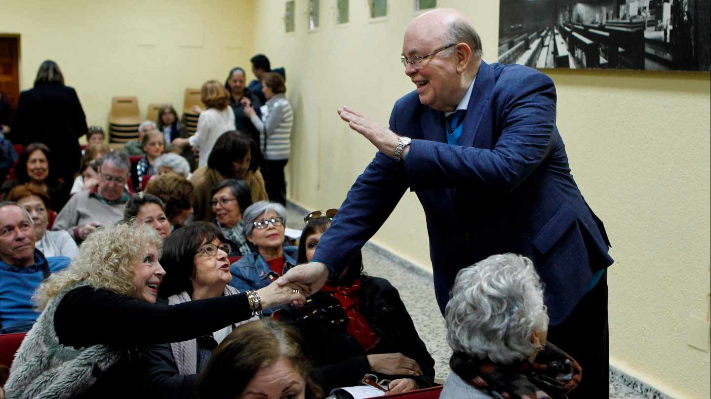 Antonio Ecarri Bolívar, representante en España del residente encargado de Venezuela, Juan Guaidó, durante la reunión con los jubilados y pensionados venezolanos, esta mañana en Madrid