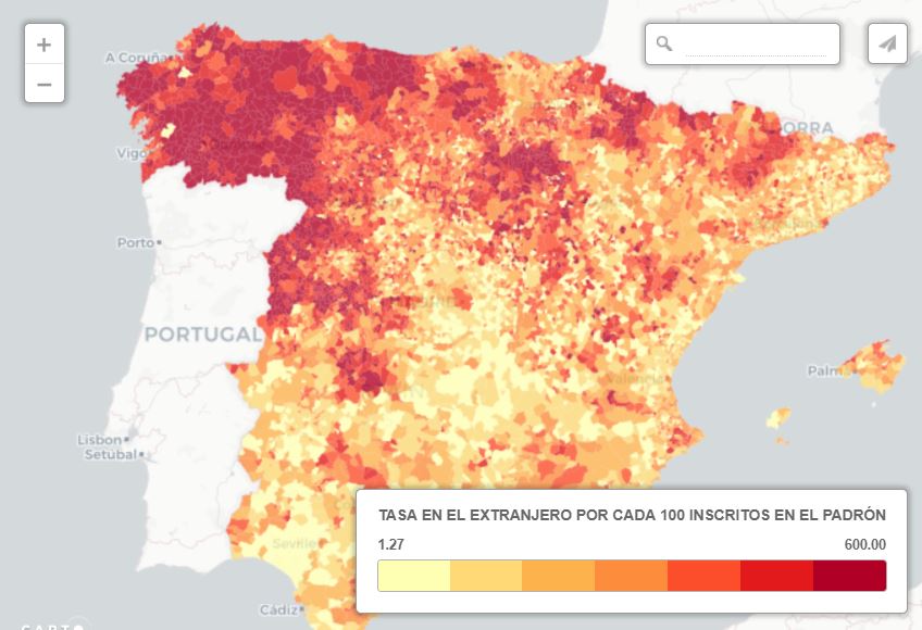 Así es el mapa de la España que emigra al extranjero