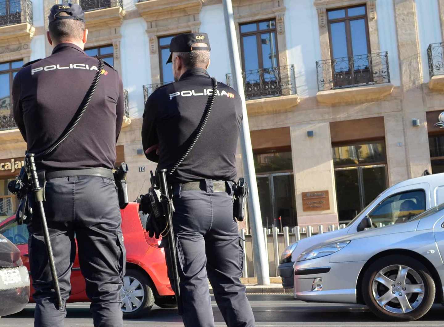 Policías nacionales, en acto de servicio.