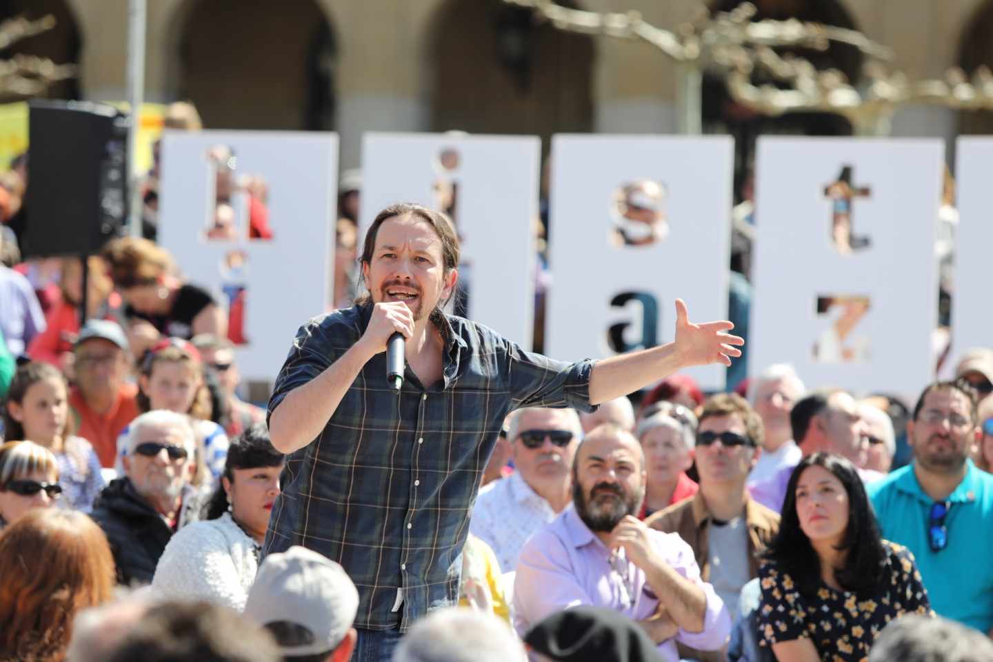 Pablo Iglesias, en un acto en Pamplona.