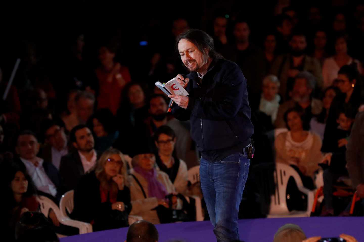 Pablo Iglesias, durante su intervención este sábado en Madrid.