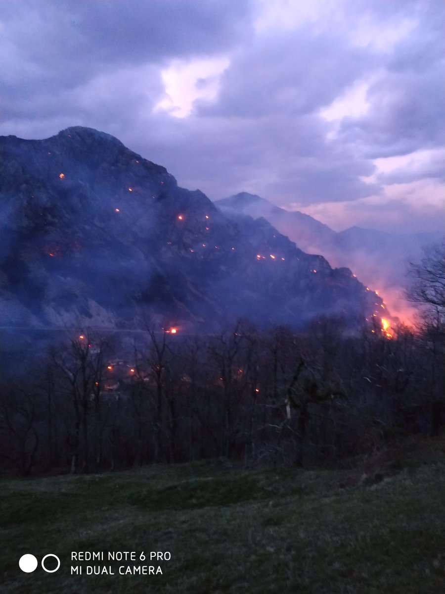 Uno de los incendios actualmente activos en Asturias.