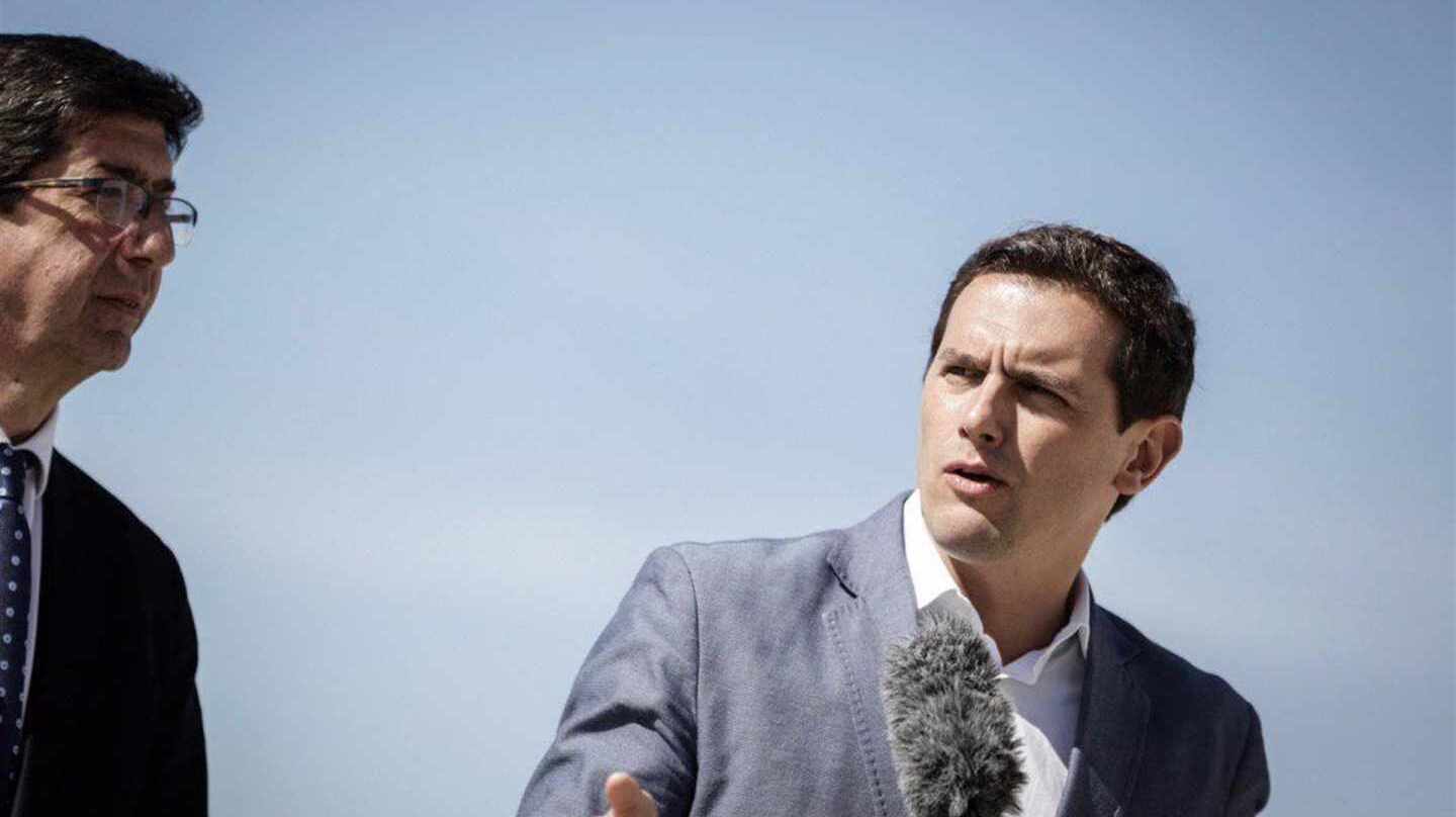 El líder de Ciudadanos, Albert Rivera, junto al vicepresidente andaluz, Juan Marín.