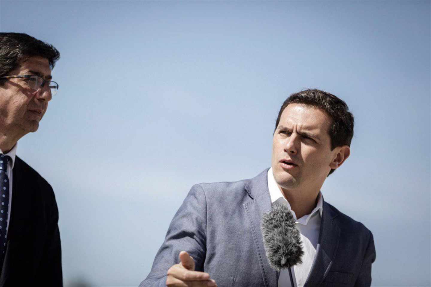 El líder de Ciudadanos, Albert Rivera, junto al vicepresidente andaluz, Juan Marín.