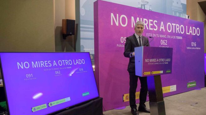 El ministro Grande-Marlaska, en la presentación de una campaña en la sede del Ministerio del Interior.