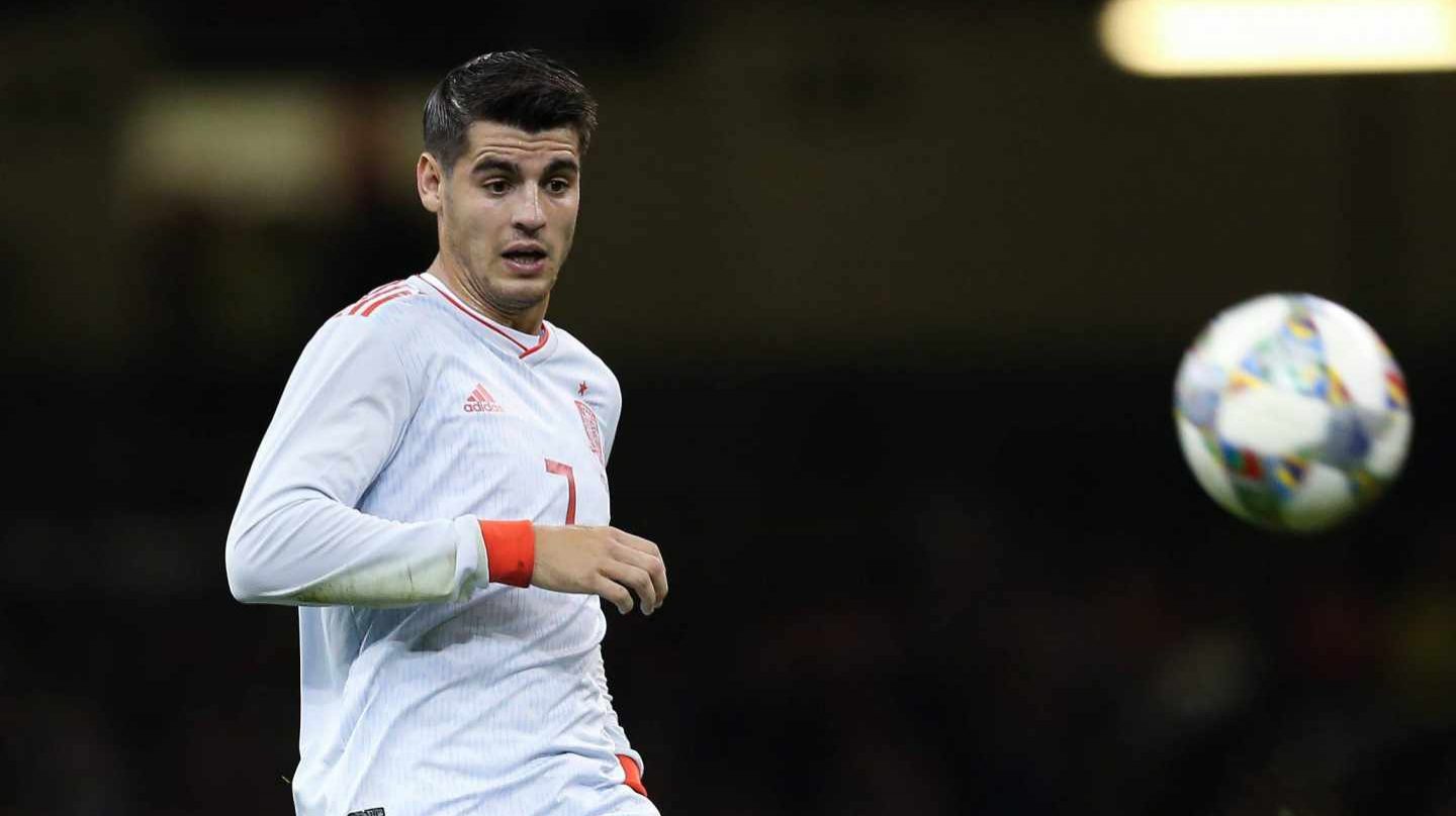 Álvaro Morata durante un partido con la Selección Española.