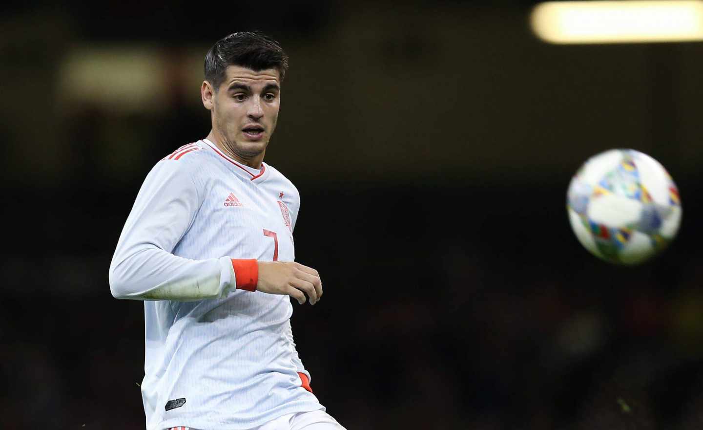 Álvaro Morata durante un partido con la Selección Española.