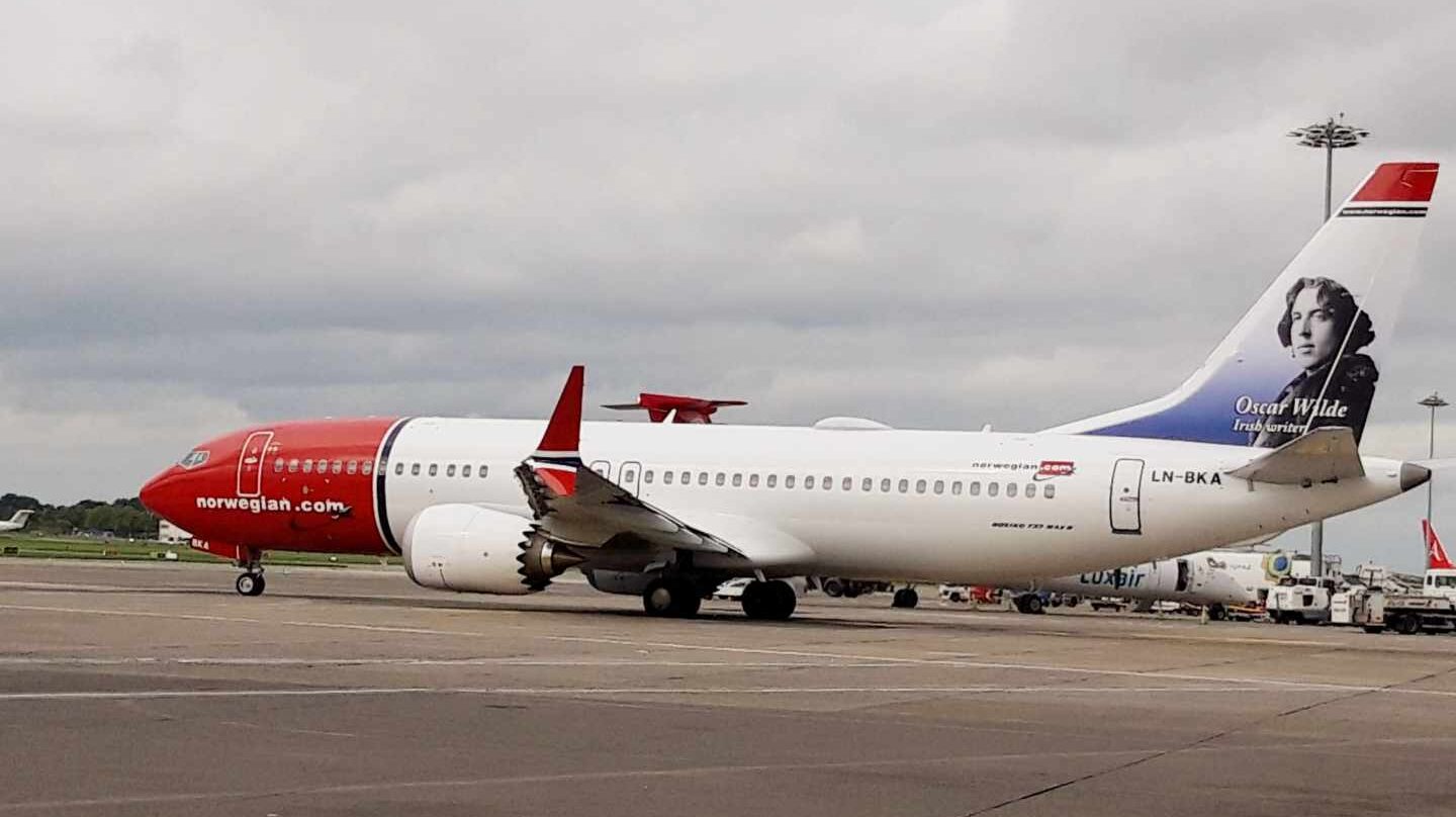 Un avión Boeing 737 MAX-8 de Norwegian Airlines.