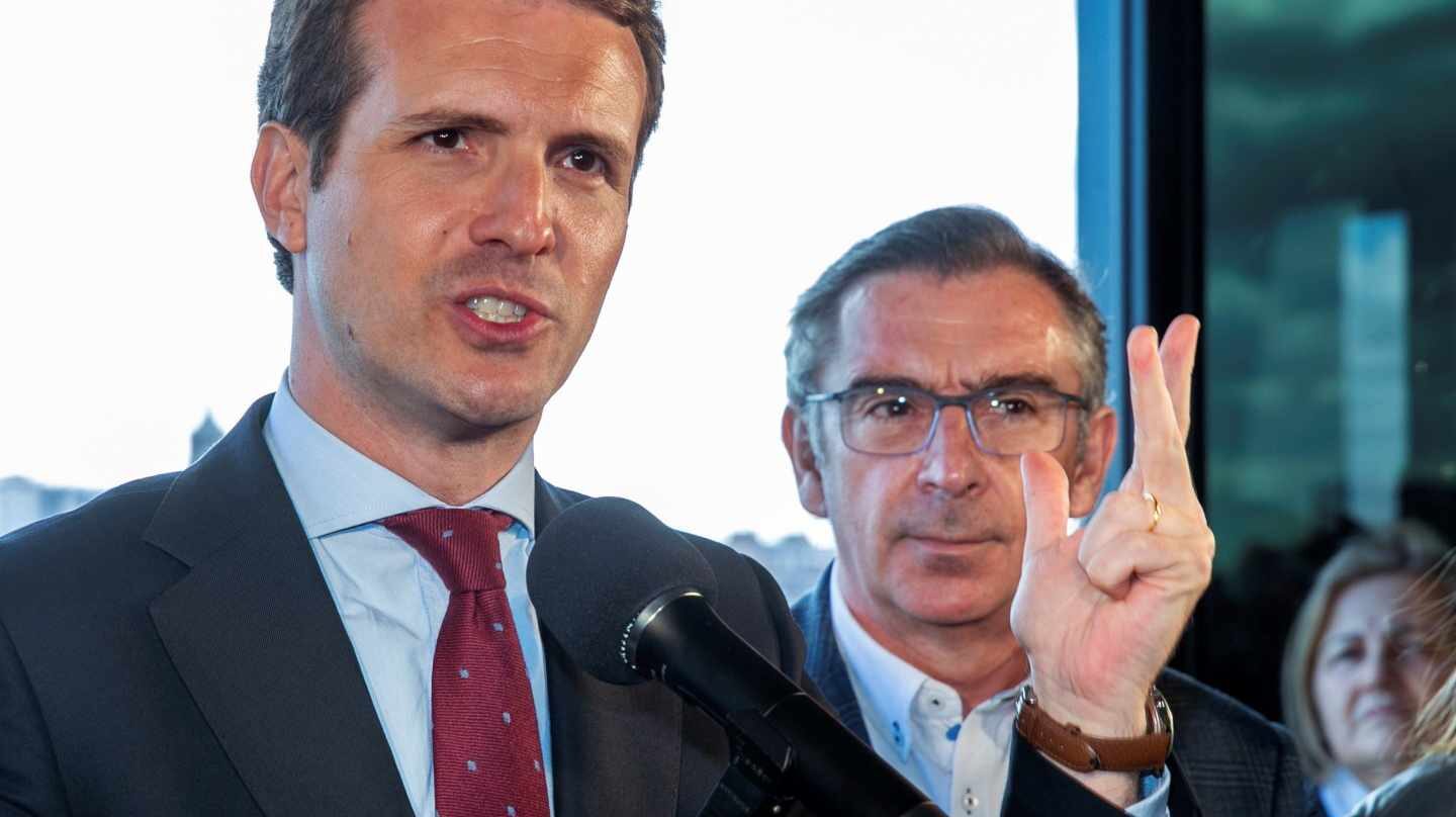 Pablo Casado, durante un acto con militantes en Zaragoza.