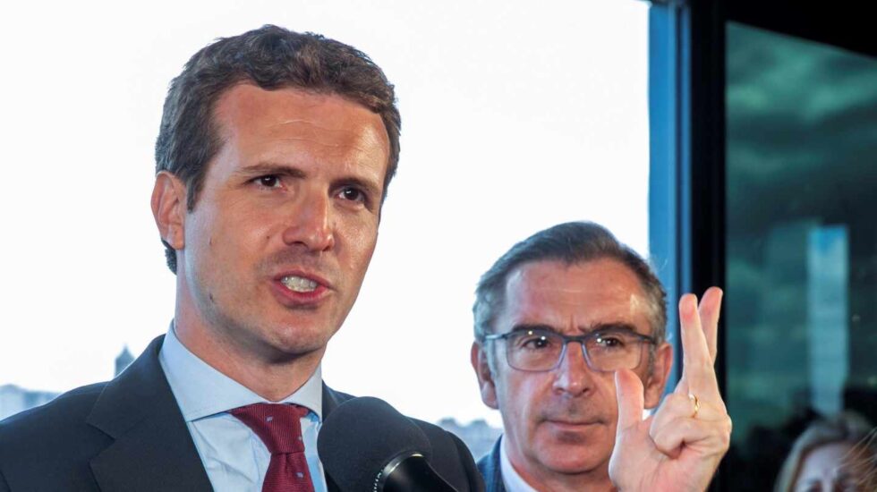 Pablo Casado, durante un acto con militantes en Zaragoza.