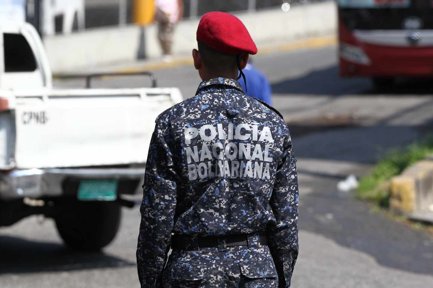 Agente de la Policía Nacional Bolivariana, en Caracas.