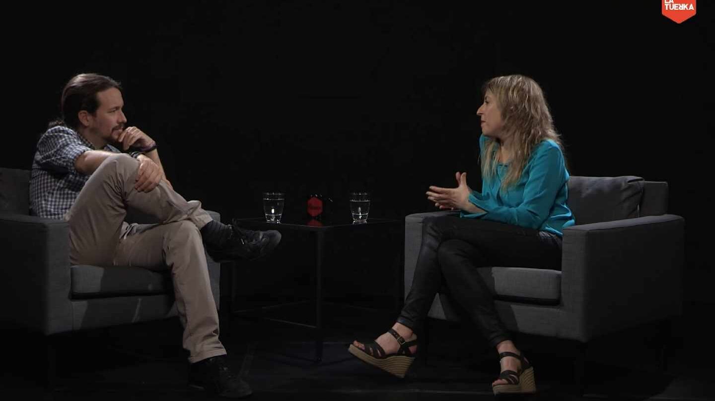 Pablo Iglesias junto a María Eugenia Rodríguez Palop en el programa 'La Tuerka'.