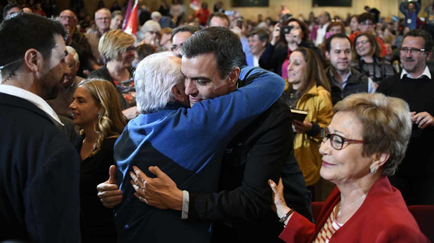 El presidente del Gobierno, Pedro Sánchez, durante un mitín.