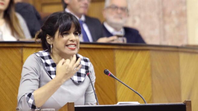 Teresa Rodríguez, en el parlamento andaluz.