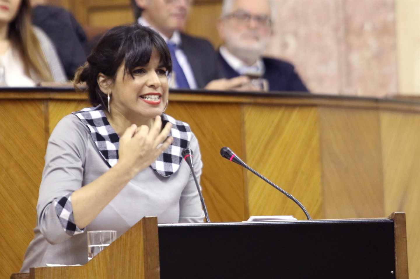 Teresa Rodríguez, en el parlamento andaluz.