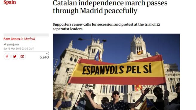 El troleo a la manifestación independentista del 16-M que engañó a The Guardian