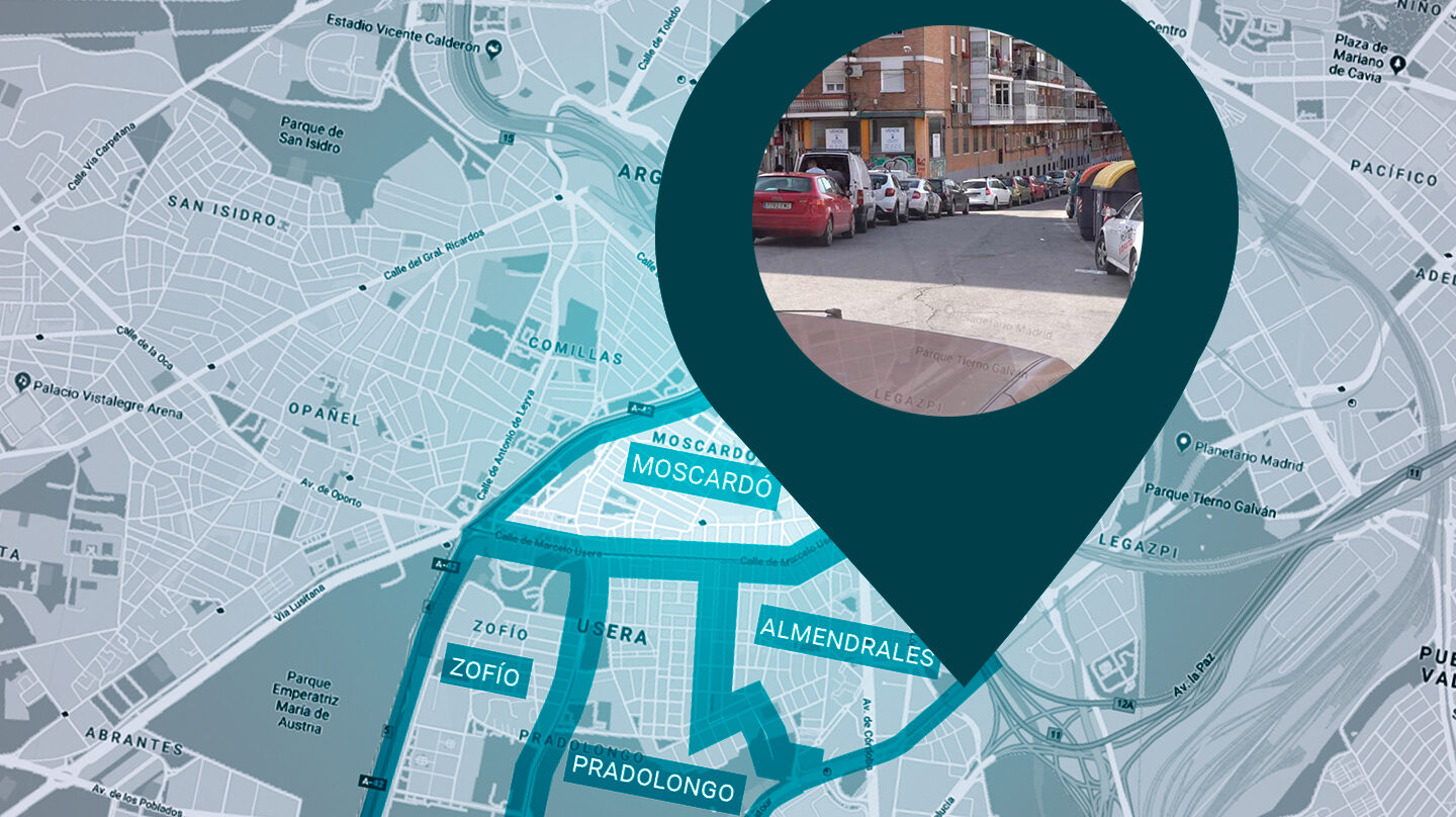 Cuatro barrios de Usera ahogados de coches y sin zona azul o verde aprobarán las ZAV en abril.