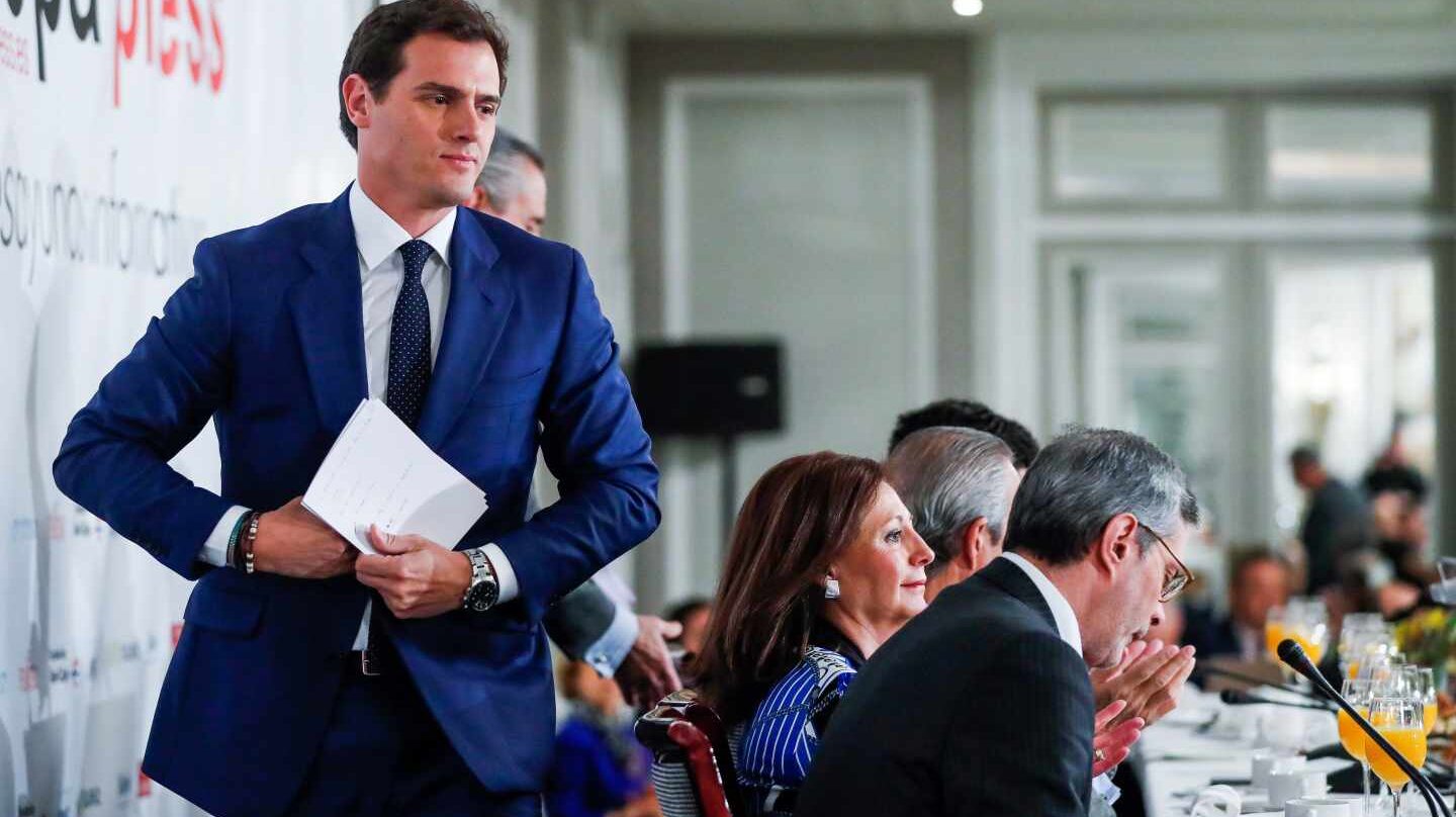 El líder de Ciudadanos, Albert Rivera, en un desayuno informativo.