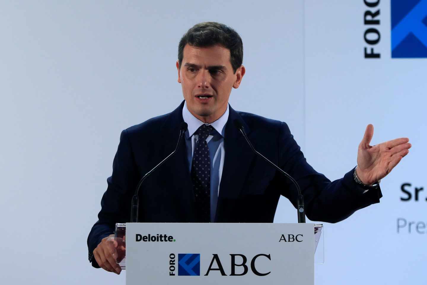 El presidente de Ciudadanos, Albert Rivera, interviene este viernes el Foro ABC-Deloitte que se celebra en Madrid.