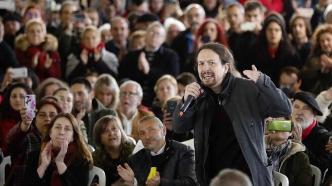 El secretario general de Podemos, Pablo Iglesias, durante un acto en Gijón.