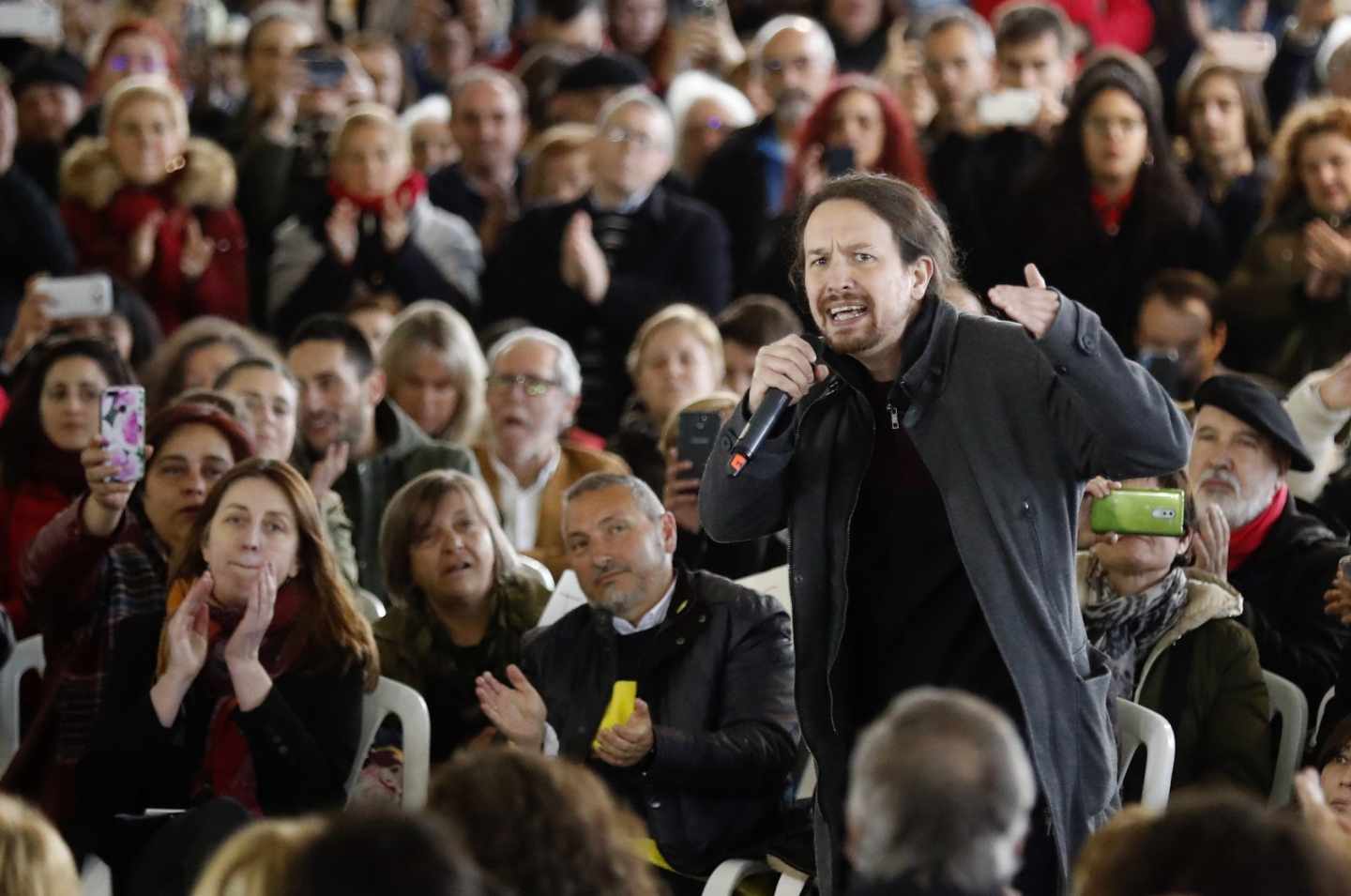 El secretario general de Podemos, Pablo Iglesias, durante un acto en Gijón.