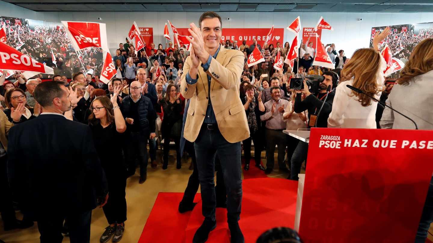 Pedro Sánchez, en un acto en Zaragoza.