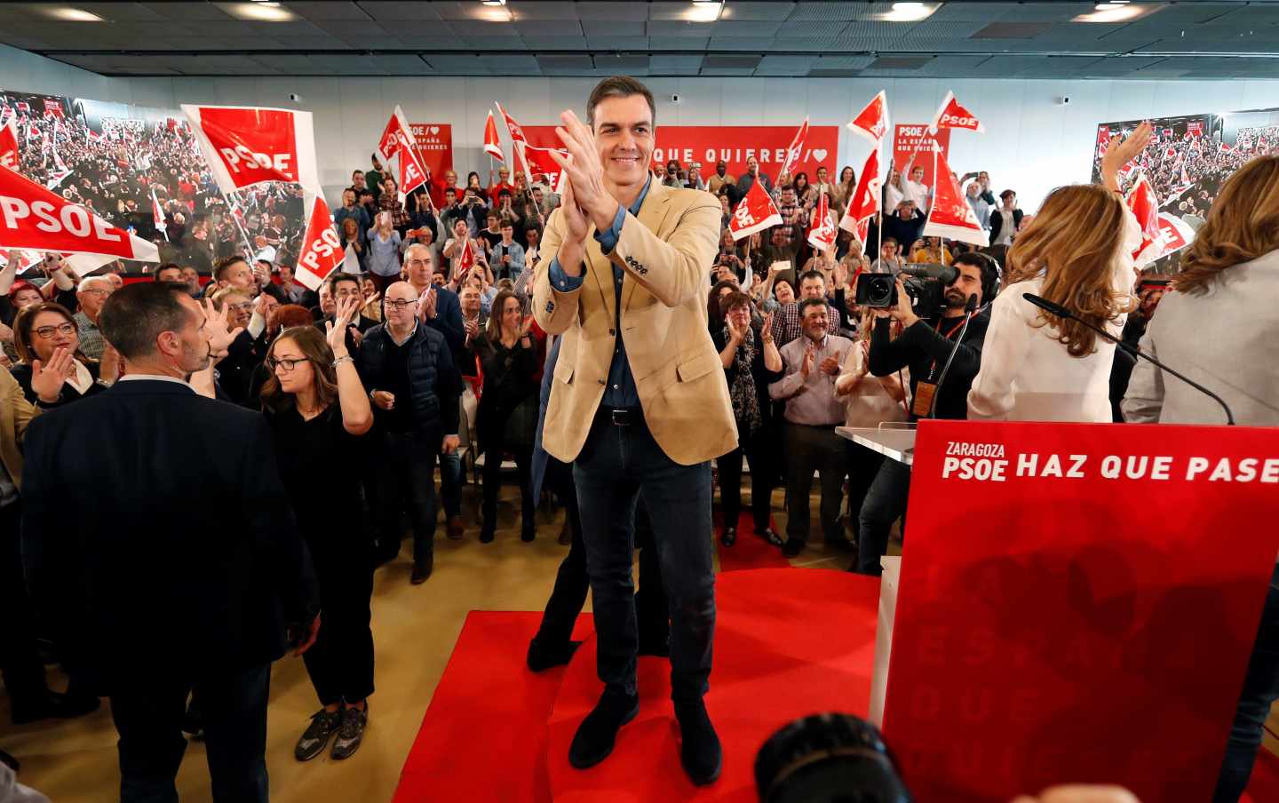 Pedro Sánchez, en un acto en Zaragoza.