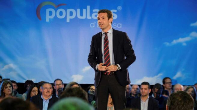 Pablo Casado durante un acto de precampaña